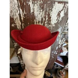 Vintage - Importina 100 % Wool Hat Feather Red Black Nos New Tags Rare Gypsy‎